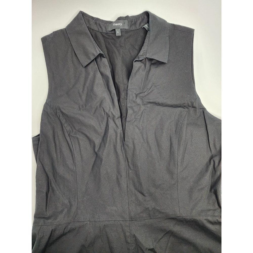 Theory Dress Women's‎ 8 Medium Collared Sleeveless Fit Flare Black - Picture 3 of 6